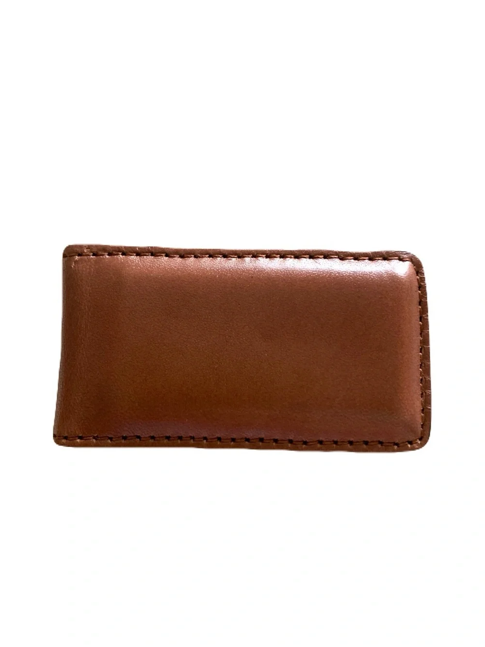 Classic Tan Brown Genuine Leather Men’s Magnetic Money Classic Smooth Strong